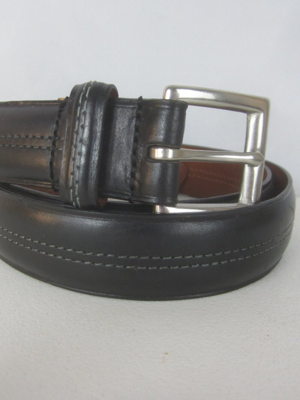 Coach Men 38 Black Leather Dress Belt 3885 Made Italy Silver Brass Buckle 35 -39